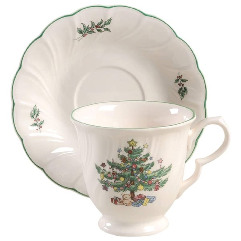 Happy Holidays by Nikko Footed Cup and Saucer Set